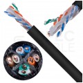 Kabel sieciowy U/UTP kat.6 skrętka 4x2x0,57mm zewnętrzny suchy PE czarny Alantec