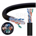 Kabel sieciowy U/UTP kat.6 skrętka 4x2x0,57mm zewnętrzny suchy PE czarny Alantec