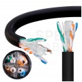 Kabel sieciowy U/UTP kat.6 skrętka 4x2x0,57mm zewnętrzny żelowany PE czarny Alantec