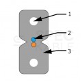 Kabel światłowodowy 2 włókna 2J SM 9/125 Dca FTTH płaski wewnętrzny biały LSZH tc'eq