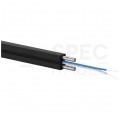 Kabel światłowodowy płaski FTTH 2 włókna SM 9/125 G.657.A1 uniwersalny bezhalogenowy wzmocniony prętami stalowymi czarny Alantec