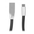 Kabel USB 2.0 A / micro-B (wtyk / wtyk) płaski czarny 1m