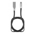 Kabel USB 2.0 A / micro-B (wtyk / wtyk) płaski czarny 1m