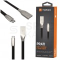 Kabel USB 2.0 A / USB typ-C (wtyk / wtyk) płaski czarny 1m NATEC
