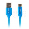 Kabel USB 2.0 typ-C / A (wtyk / wtyk) Quick Charge 3.0 niebieski 1,8m LANBERG