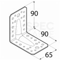 Kątownik ciesielski KPL1 łącznik montażowy z przetłoczeniem 90x90x65x2mm stalowy 10szt