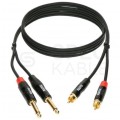 KLOTZ Kabel Audio 2x Jack 6,3mm Mono (wtyk) / 2x RCA Cinch (wtyk) 1,5m