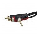 KLOTZ Kabel Audio AUX mini Jack 3,5mm Stereo (wtyk kątowy) / 2x RCA Cinch (wtyk) 2m