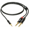 KLOTZ Kabel Audio mini Jack 3,5mm Stereo (wtyk) / 2x Jack 6,3mm Mono (wtyk) 1,5m
