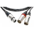 KLOTZ Kabel mikrofonowy przedłużacz STEREO XLR 5-pin (gniazdo) / 2x XLR 3-pin (wtyk) za złączach Neutrik 1,5m