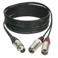 KLOTZ Kabel mikrofonowy przedłużacz STEREO XLR 5-pin (gniazdo) / 2x XLR 3-pin (wtyk) za złączach Neutrik 3m