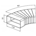 Kolanko wentylacyjne poziome wielokątne, łącznik 15-60 stopni do kanału płaskiego 110x55mm airRoxt 02-404