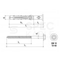 Kołki rozporowe ramowe 12x180mm z wkrętem z łbem sześciokątnym i gniazdem TORX do betonu, cegły ceramicznej i silikatowej KLIMAS 25szt