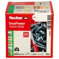 Kołki rozporowe uniwersalne DuoPower 10x50mm S 2-składnikowe z wkrętem TX40 / SW 13 7.0x69mm z łbem sześciokątnym do wszystkich typów podłoża FISCHER 25szt