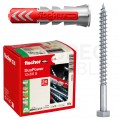 Kołki rozporowe uniwersalne DuoPower 12x60mm S 2-składnikowe z wkrętem SW 13 8.0x80mm z łbem sześciokątnym do wszystkich typów podłoża FISCHER 10szt