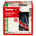 Kołki rozporowe uniwersalne DuoPower 12x60mm S 2-składnikowe z wkrętem SW 13 8.0x80mm z łbem sześciokątnym do wszystkich typów podłoża FISCHER 10szt
