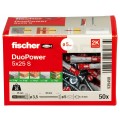 Kołki rozporowe uniwersalne DuoPower 5x25mm S 2-składnikowe z wkrętem PZ 3,5x35mm z łbem stożkowem do wszystkich typów podłoża FISCHER 50szt