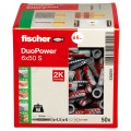 Kołki rozporowe uniwersalne DuoPower 6x50mm S 2-składnikowe z wkrętem PZ2 4,5x60mm z łbem stożkowem do wszystkich typów podłoża FISCHER 50szt