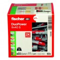 Kołki rozporowe uniwersalne DuoPower 8x40mm S 2-składnikowe z wkrętem PZ 5x55mm z łbem stożkowem do wszystkich typów podłoża FISCHER 50szt