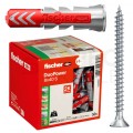 Kołki rozporowe uniwersalne DuoPower 8x40mm S 2-składnikowe z wkrętem PZ 5x55mm z łbem stożkowem do wszystkich typów podłoża FISCHER 50szt