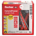 Kołki rozporowe uniwersalne HybridPower 10x90mm 2-składnikowe z łbem sześciokątnym TX40 / SW 13 7,0x89mm FISCHER 10szt
