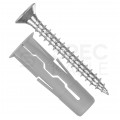 Kołki rozporowe uniwersalne UNO 10x36mm z wkrętem PZ 6x50mm z łbem stożkowym do wszystkich typów podłoża RAWLPLUG 100szt