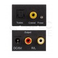 Konwerter Audio cyfrowo-analogowy RCA Cinch / TOSLINK -> 2x RCA Cinch aktywny (gniazdo DC 5V 2A) czarny