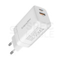 Ładowarka sieciowa GaN 1x USB typ-A Quick Charge 3.0 + 1x USB typ-C Power Delivery 3.0 [65W]