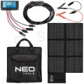 Ładowarka solarna przenośny panel słoneczny 120W 2x USB Typ-A 1x USB Typ-C regulator napięcia w zestawie z przewodem 5m, krokodylkami i torbą NEO 90-141