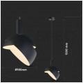 Lampa dekoracyjna wisząca aluminiowa czarna regulowany kąt 1,2m E14 max 60W IP20 V-TAC VT-7100