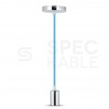 Lampa dekoracyjna wisząca oprawka chrom + przewód niebieski dł:1000mm E27 max 60W IP20 V-TAC VT-7338-BL