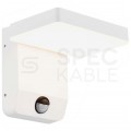 Lampa ścienna kwadratowa, kinkiet 350st LED 17W 2520lm 3000K biały z czujnikiem ruchu barwa WW biała ciepła IP65 V-TAC VT-11020S-SQ-W