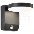 Lampa ścienna okrągła, kinkiet 350st LED 17W 2520lm 3000K czarny z czujnikiem ruchu barwa WW biała ciepła IP65 V-TAC VT-11020S-RD-B