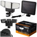 Lampa solarna LED ścienna zewnętrzna 3 x 10W 2200mAh 1000lm IP65 z panelem fotowoltaicznym, czujnik ruchu i zmierzchu 99-089 NEO