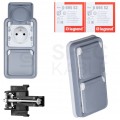LEGRAND PLEXO Kompletne Gniazdo podwójne pionowa podtynkowe 2P+Z z klapką + ramka szare IP55