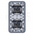LEGRAND PLEXO Kompletne Gniazdo podwójne pionowa podtynkowe 2P+Z z klapką + ramka szare IP55