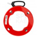 Linka stalowa do przeciągania kabli 1,3x3mm 30m czerwona kaseta NEKU
