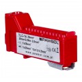 Listwa zaciskowa bezgwintowa LZB czerwona 14-torowa 63A na szynę DIN TH35 (1x 25mm2 + 13x 2,5mm2) PAWBOL