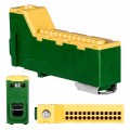 Listwa zaciskowa bezgwintowa LZB żółto-zielona 14-torowa 63A na szynę DIN TH35 (1x 25mm2 + 13x 2,5mm2) PAWBOL