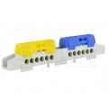 Listwa zaciskowa dzielona LZ N/Ż 12-torowa niebiesko-żółta 80A na szynę DIN TH35 2x (6x 16mm2) PAWBOL