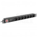 Listwa zasilająca RACK 19" 1U 7 gniazd uni-SCHUKO z wyłącznikiem 2m LANBERG