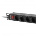Listwa zasilająca RACK 19" 1U 9 gniazd SCHUKO z wyłącznikiem 3m LANBERG