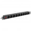 Listwa zasilająca RACK 19" 1U 9 gniazd SCHUKO z wyłącznikiem 3m LANBERG