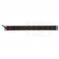 Listwa zasilająca RACK 19" 1U 9 gniazd z wtykiem C14 i wyłącznikiem 1,8m BOWI