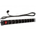 Listwa zasilająca RACK 19" 1U 9 gniazd z wtykiem C14 i wyłącznikiem 1,8m BOWI
