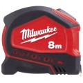 Miara zwijana metrówka 8m / 25mm AUTOLOCK nylon czarno-czerwona MILWAUKEE