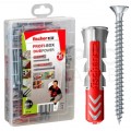 MIX Kołki rozporowe uniwersalne w pudełku DuoPower 6x30, 6x50, 8x40, 8x65 z wkrętem z łbem stożkowym PZ 150 elementów PROFI-BOX FISCHER