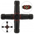 Mufa kablowa z dławikami na kable do 4x4mm2 hermetyczna IP68 PA66 czwórnik czarna NEKU