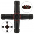 Mufa kablowa z dławikami na kable do 5x4mm2 hermetyczna IP68 PA66 czwórnik czarna NEKU