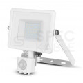 Naświetlacz, projektor LED SMD 30W 2400lm 3000K IP65 biały z czujnikiem ruchu, barwa WW biała ciepła V-TAC SAMSUNG VT-30-S-W 5 LAT GWARANCJI